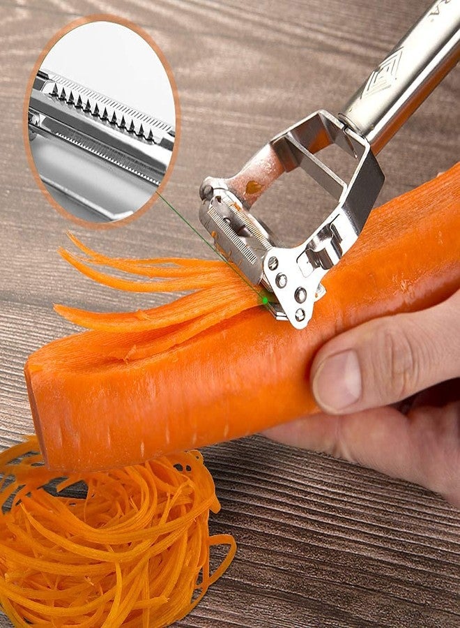 Saiyam Stainless Steel 2 in 1 Julienne Vegetable Peeler Multi-Functional Fruit Vegetable Shredder Slicer Cutter Potato Cucumber Carrot Melon Grater (Silver, 18 x 8.2 x 2.4 cm) - Image 2